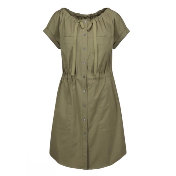Theory • Laela Shirt Dress in Olive Green - Picture 3 of 8